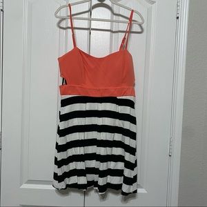 Coral and striped cutout dress XL